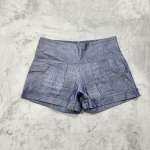 Passion Lilie Shorts Womens S Blue High Waist Chambray Pull On Cuffed‎ Casual